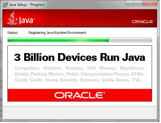 screenshot of java installation process saying 3 billion devices run java