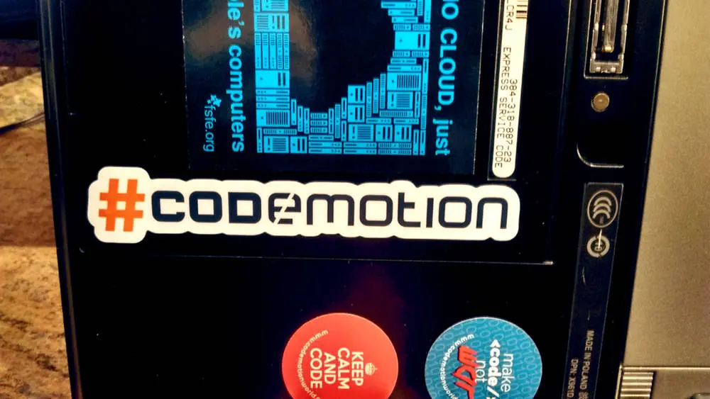 old pc with codemotion logo